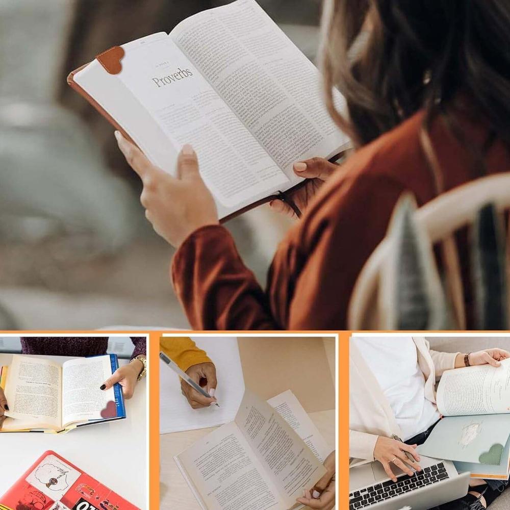 6pcs,Leather Heart-Shaped Bookmark, Corner Book Accessory Cute Corner Bookmark, Reading Enthusiast Book Accessory, Women's Bookm