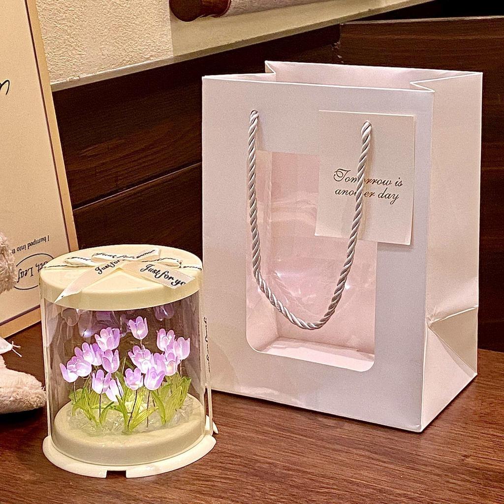 Tulip Flower Cake Box Night Light - DIY Handmade Birthday Gift for Girls & Friends