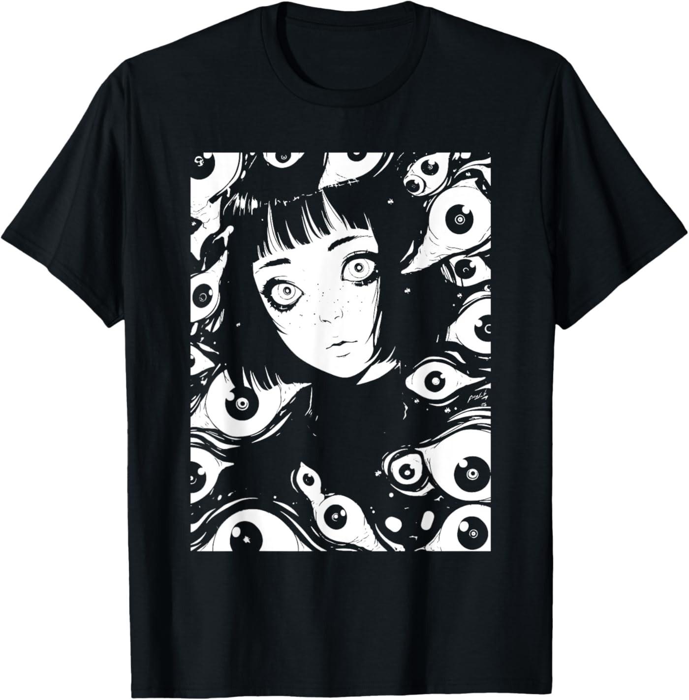 Horror Anime Manga Japan Japanese Creepy Kawaii Goth T-Shirt S разноцветный