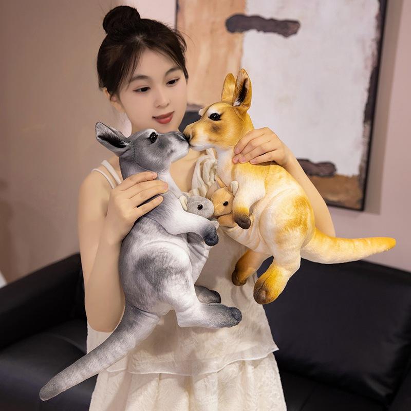 Cute Simulated Mother And Son Kangaroo Doll Plush Toy Wallaby Doll Children'S Company Soothing Pillow Rag Doll