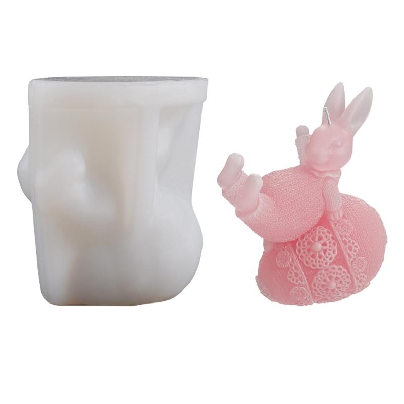 Candle Mold Aromatherapy Candle Mold 3D Bouncing Rabbit Plaster Epoxy Mold for DIY Crafts Soap Present Candle Making
