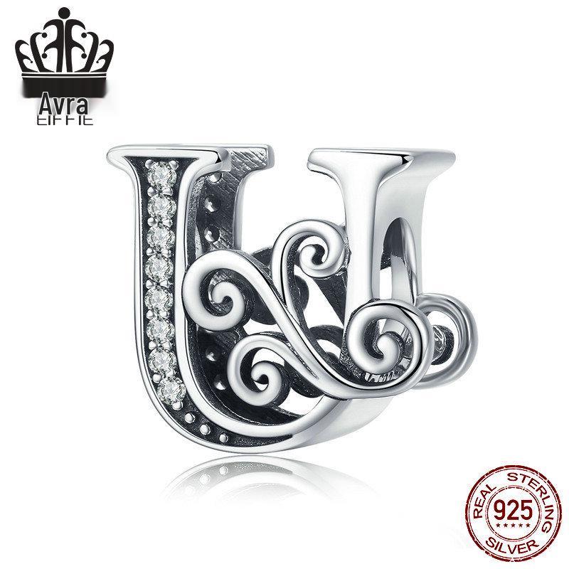 Avle 925 Sterling Silver English Letter Beaded Bracelet Beads