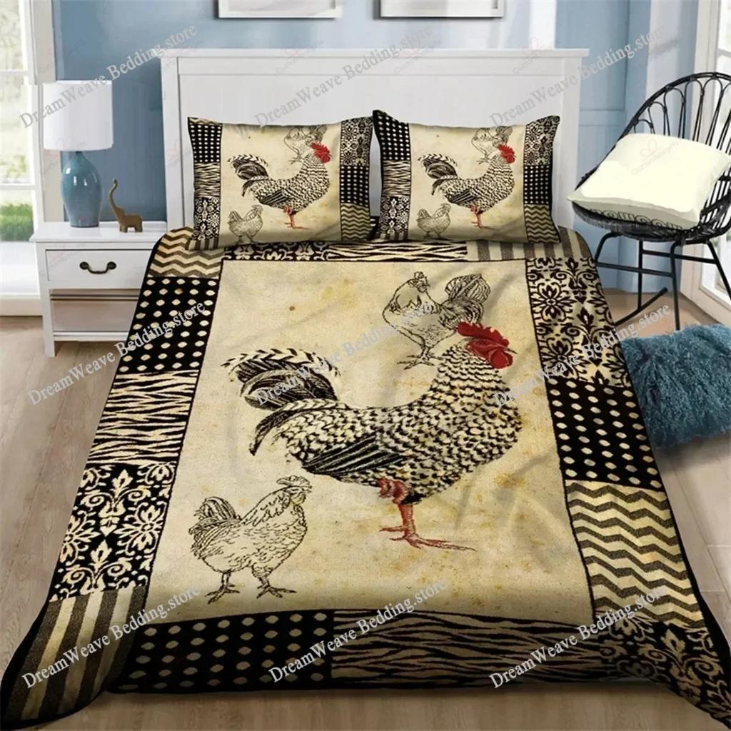 Chicken Duvet Cover Rooster Goose Duck for Kid Teen Women Men Farmhouse Animals for Bedroom Decorations Queen King Bedding Set