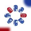 24 Pcs 4th of July Stick On Nail Flag Day Artificial Nail Short Square False Nail Matte Red Blue Stripe Press On Nail