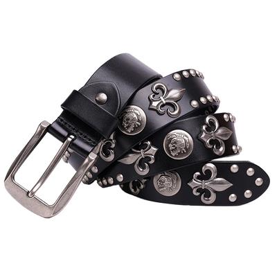 Genuine Leather Heavy Metal Rivet Punk Belts for Men Rock Stud Cowboy Belt Men Ceinture Homme Waist Belt Cinturon Mujer