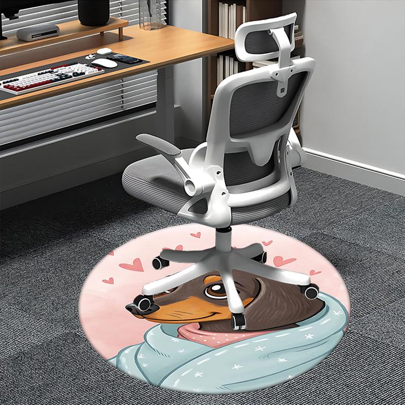 

Charming Dachshund Chair Mat Round Carpet with Hearts, Perfect for Home Decor, Office Use, and Gifts!0217b 80cm by 80cm