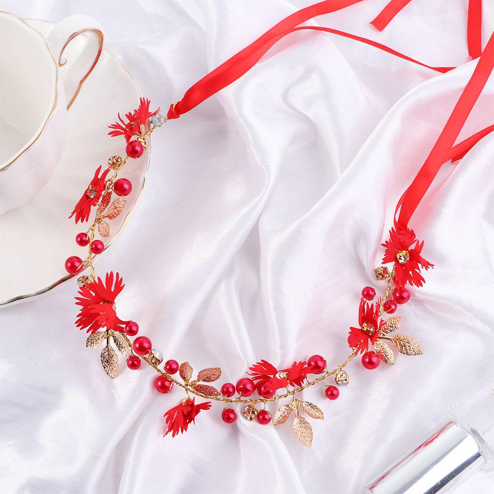 Ribbon Daisy Flower Pearl Hairband Garlands Headband Tiaras