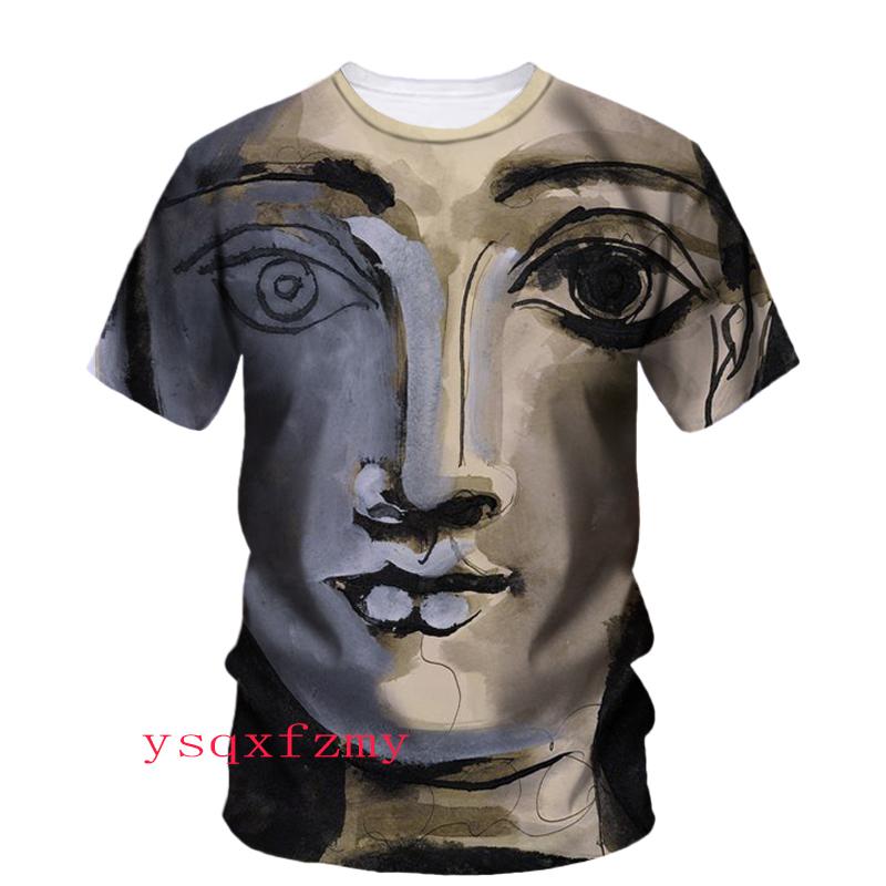 Picasso Oil Painting 3D Printing HD Art Graffiti Personality Fashion Men And Women Round Neck Short Sleeve Street Casual T-shirt