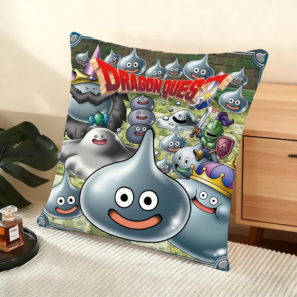 D-Dragon Quest Rocket Slime Cushion Cover Soft Short Plush Pillow Cover Smooth Cozy Texture Aesthetic Cushion Case Home Decor
