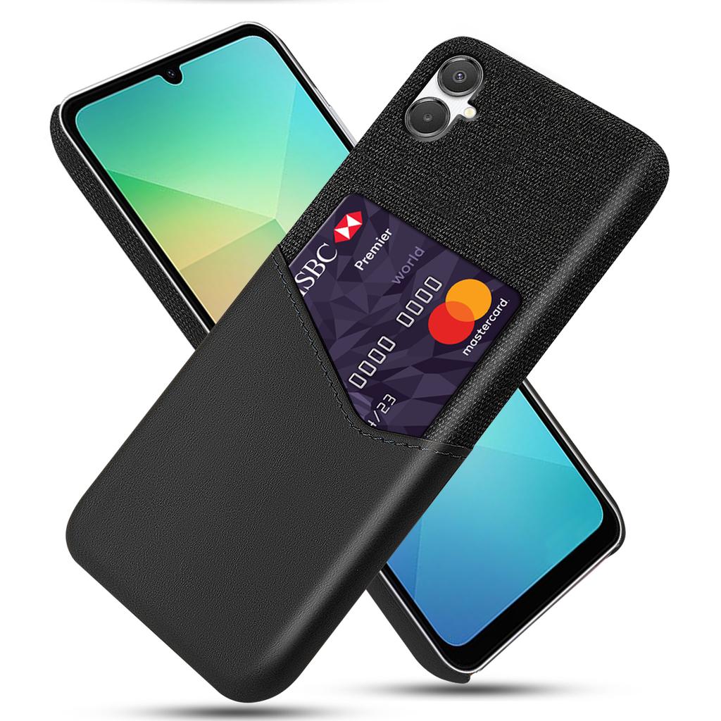 For Samsung Galaxy A07 4G Case PU Leather Cloth Texture Hard PC Phone Cover with Card Holder
