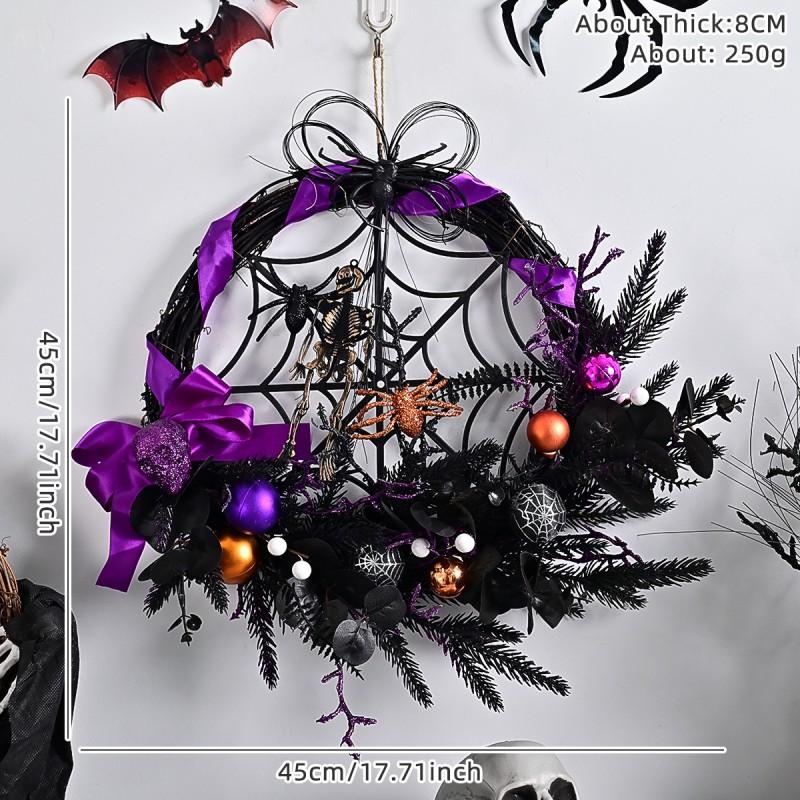 Halloween Wreath With Fake Skulls Spooky Balls Haunted House Party Door Decor