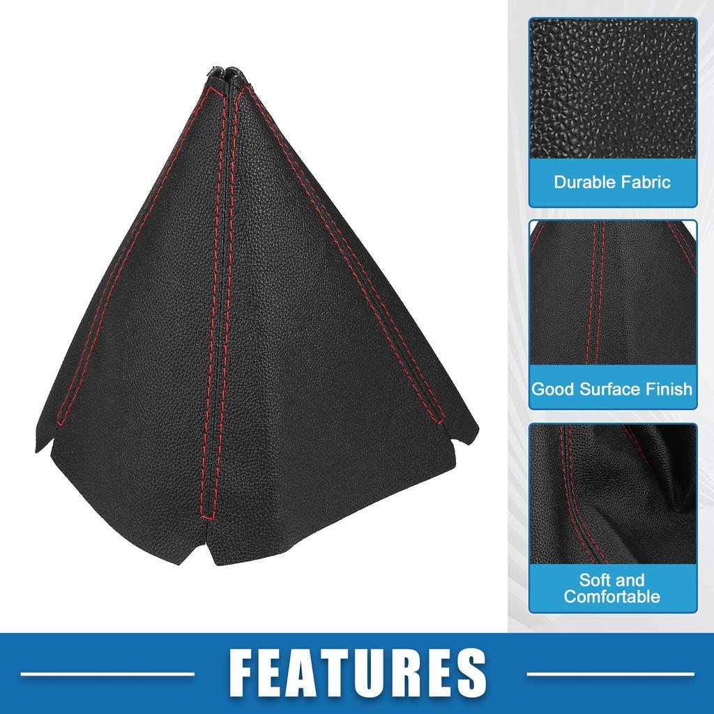 ACROPIX Shift Boot Car Shift Knob Boot Dust Artificial Red Black Cover, Cover, Universal, Leather, Seam,