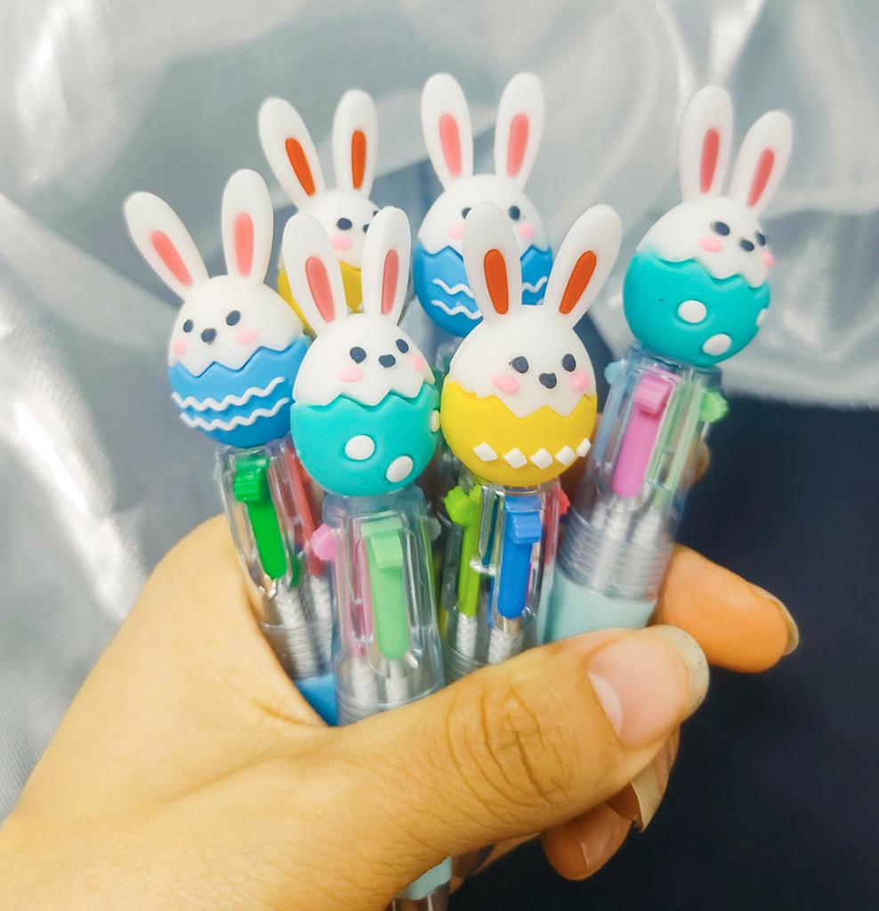 5 Piezas/Lote Lindo Conejo de Dibujos Animados Mini 4 Colores Bolígrafo Kawaii Amor Multicolor Bolígrafo Papelería Escolar de Escritura Regalos de Festival