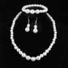 Pearl Collarbone Necklace, Pearl Necklace, Earrings, Bracelet Set, Three-piece Jewelry for Women
