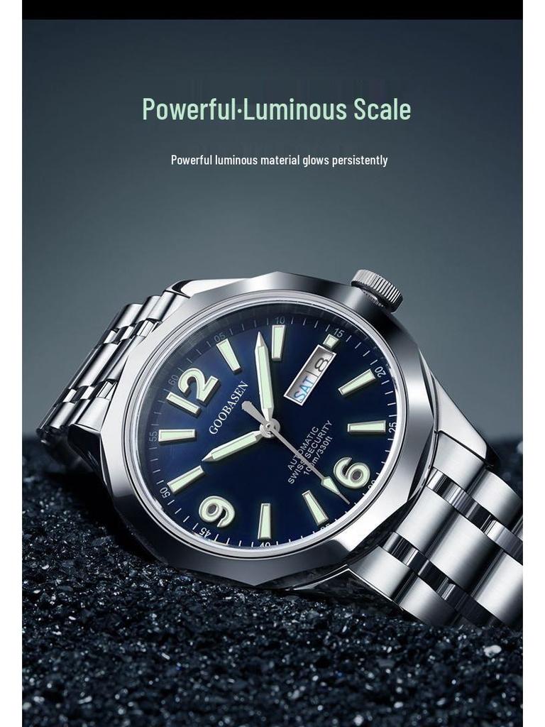 Gubaisen Men's Waterproof Quartz Watch with Calendar Feature