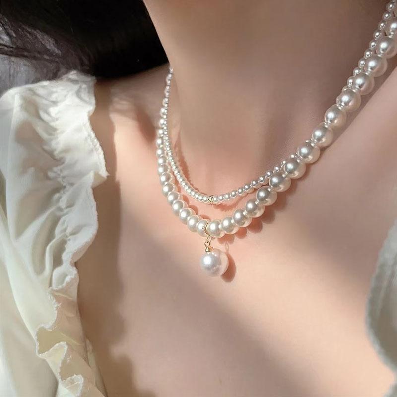 Australian white round pearl necklace women's 2025 new popular niche light luxury temperament collarbone chain feeling millet bead neck chain