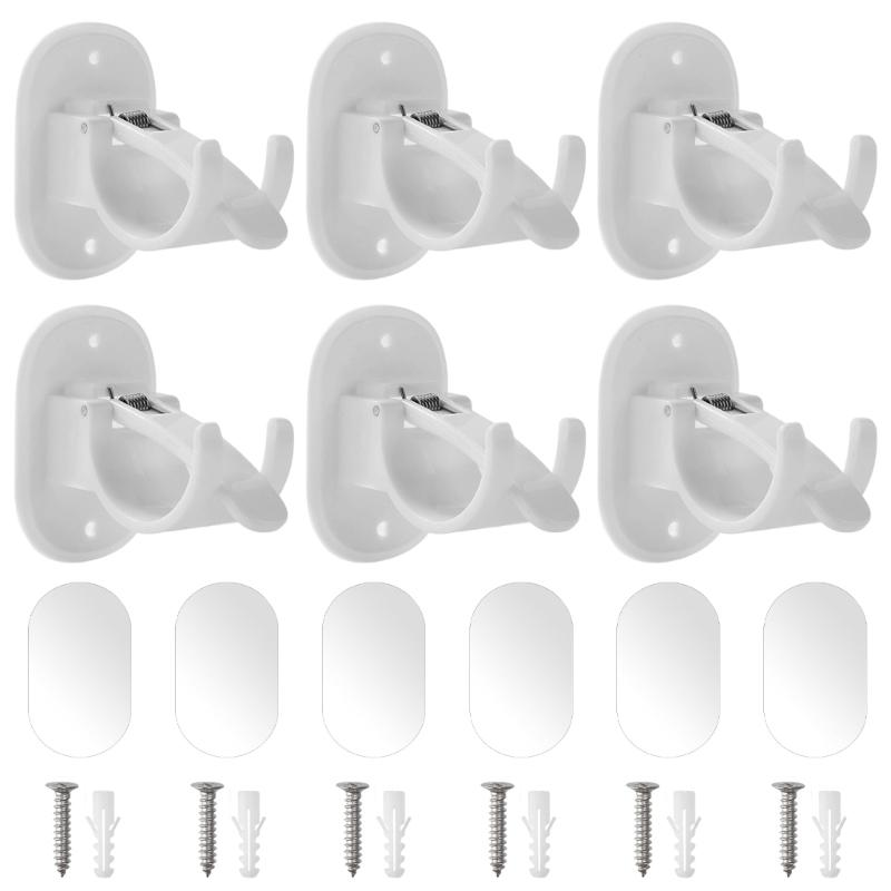 

6 Pack Adhesive Curtain Rod Holders No Hole Required Curtain Rod Mounting Brackets For Home Decors Bathroom Living Room белый