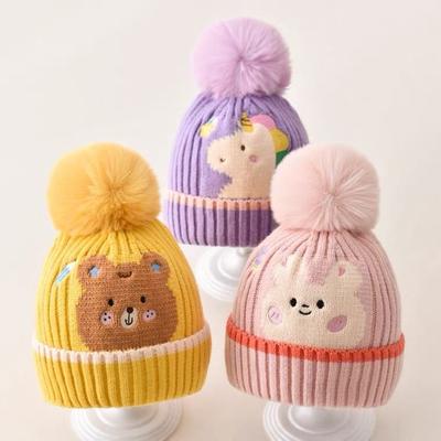 Sweet Cartoon Young Kids Beanies for Boy Girl Kawaii Animal Crochet Bonnet for Toddler Autumn Winter Thicken Warm Knitted Hat