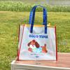 Jelly Beach Bag Waterproof Kawaii Print Pvc Storage Bag Transparent Travel Handbag Shoulder Bag Shopping Bag With Cute Pendant