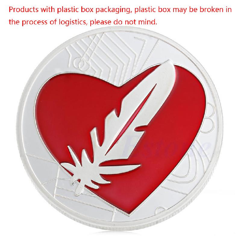 

Feather Coin Like Bitcoin Gold Plated Red Heart Love Token Souvenir серебряный