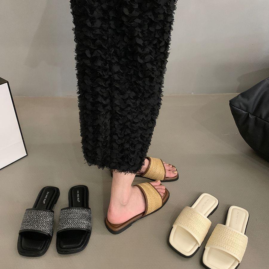 Women's Slippers Women's Summer Wear New Niche Retro Fairy Style with Skirt Versatile Flat Bottom Seaside Sandals