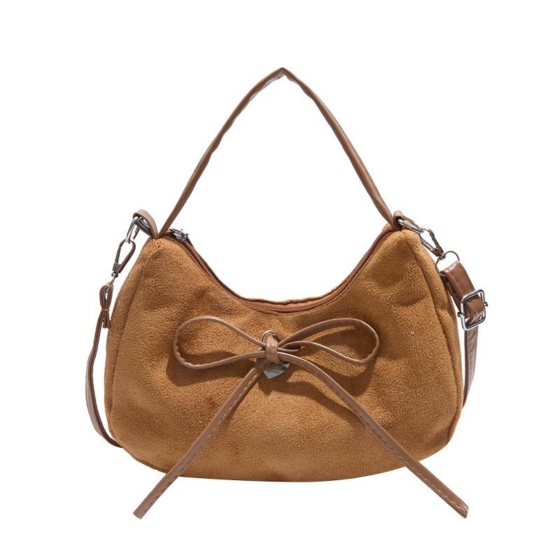 New bow handbag textured underarm bag women's autumn and winter portable shoulder bag casual messenger bag