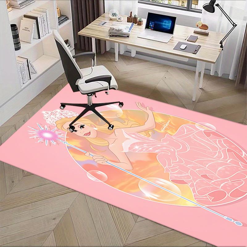 Princess, Magic Wand Pattern Polyester Office Carpet Chair Mats, Home Decor Dormitory Floor Protecto