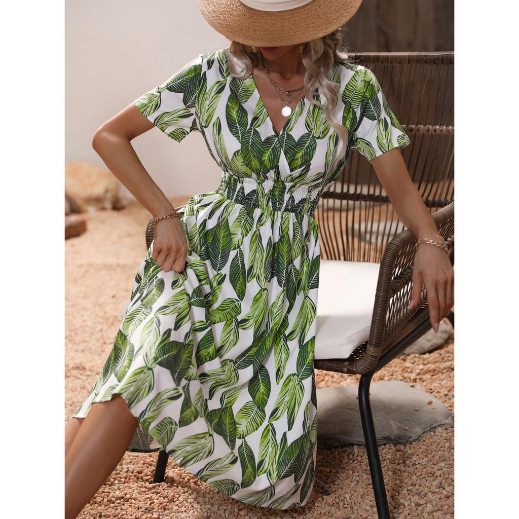 2025 New Fashion Trend Dresses Spring Summer Printed Waist Dresses Fashion Women's