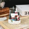 Christmas Cartoon Glowing Small House, Santa Claus, Snowman Miniature Landscape Resin Figurine, Christmas Decoration Item