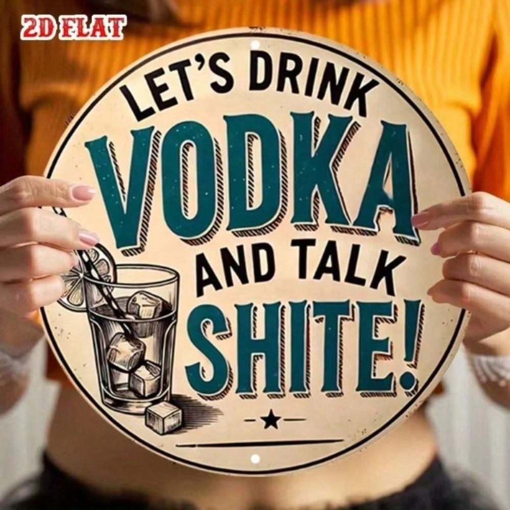 Vintage Metal Wall Sign Vodka Bar Decor for Garage