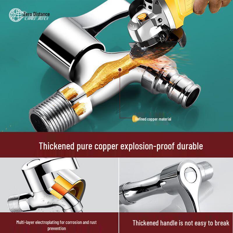 LINGJULI Vollkupfer Einzelkalt Wandmontierter Waschmaschinenhahn