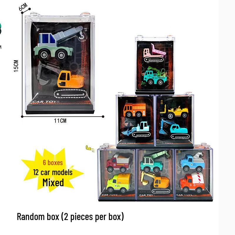 Set of 2 Q Version Alloy Cartoon Toy Cars - Portable & Transparent Box Packaging