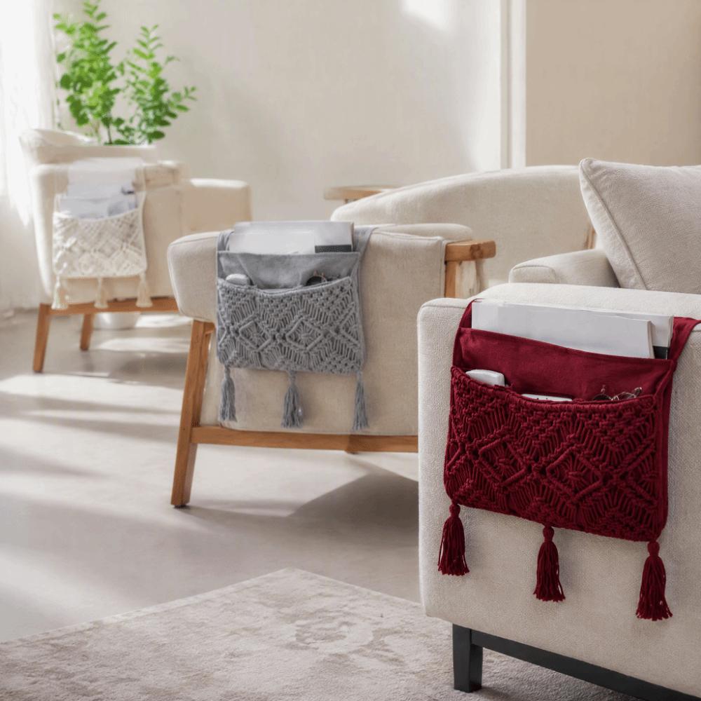 Bohemian Style Sofa Cover Side Pockets Space Saver Sofa Hanging Storage Bag Remote Control