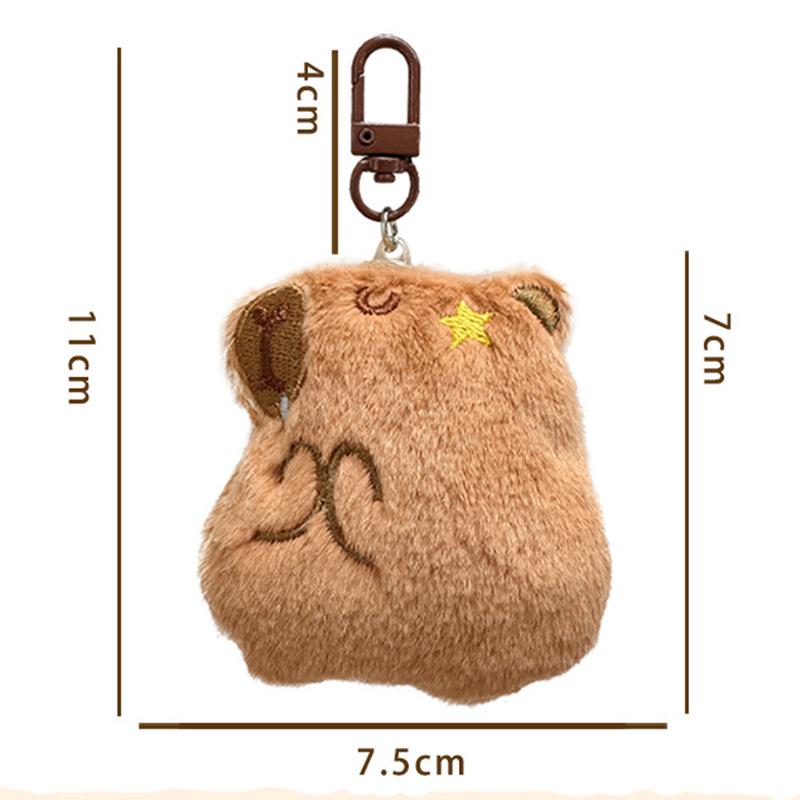 Kawaii Cartoon Capybara Plüsch-Schlüsselanhänger Anhänger Weiche Capybara Brosche Niedliche Neuheit Rucksack Dekoration Zubehör Geschenke