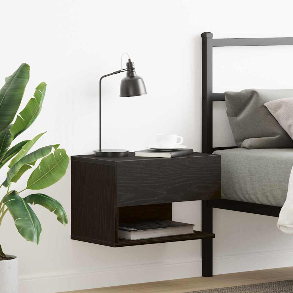Nightstand Black Oak Look 46 x 30 x 30 cm Engineered Wood