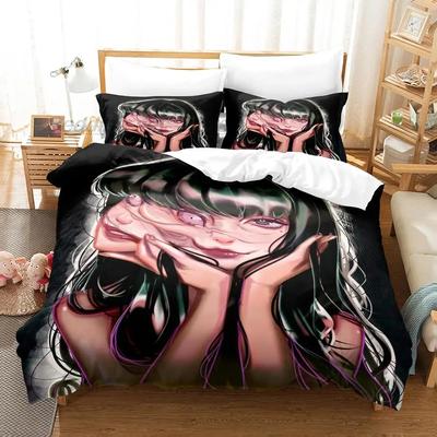 Juego de Ropa de Cama para Hombre Manga Junji Ito Individual Twin Full Queen King Size Juego de Cama para Dormitorio de Adulto Niño Juegos de Funda Nórdica Impresión 3D Halloween