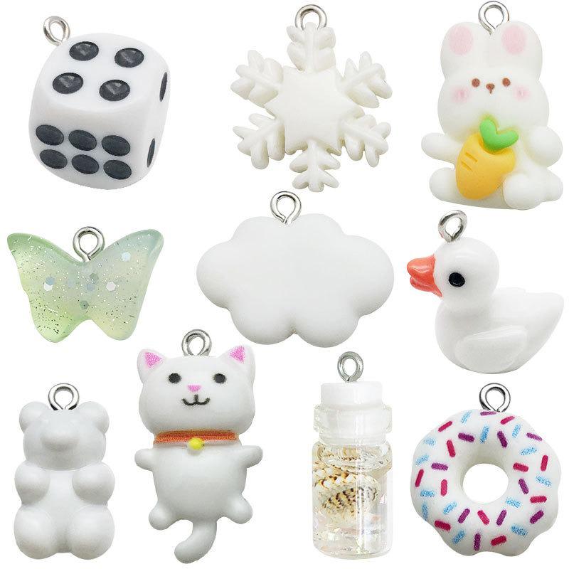 DIY Resin Pink Bear Lollipop Ornaments: Necklace, Earrings, Key Pendant Accessories