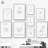 Abstract Line Drawing Coffe Poster Funny Quotes Kitchen Decorative Paintings Canvas Nordic Wall Art Picture Home Cafe Decoration