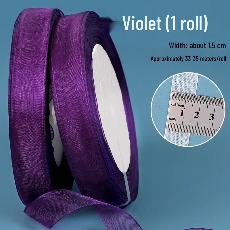 1.5cm Transparent Snow Yarn Ribbon for Gift Wrapping, DIY Crafts, Hair Accessories, and Chiffon Projects.