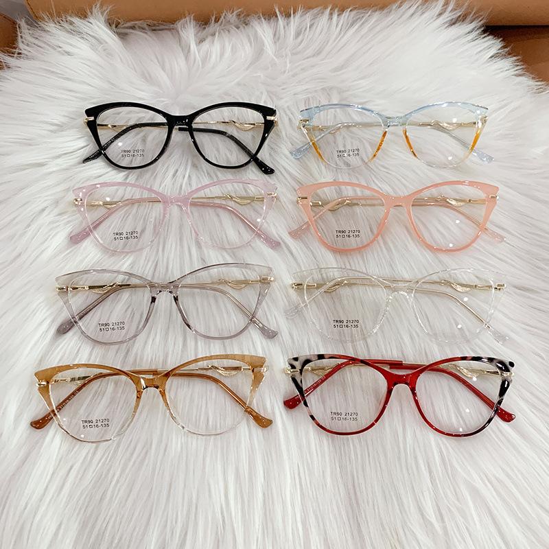 Ultra Light TR90 Frame Eyeglasses for Women Anti Blue Light Glasses Fashion Printed Cat Eye Reading Glasses Compute Goggles