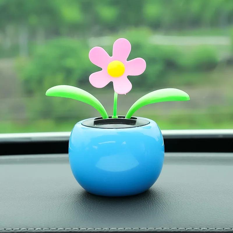 Car Ornaments Cartoon Car Interior Decorations Car-mounted Solar-powered Swinging Sunflower Plastic Decorations Car Decorations