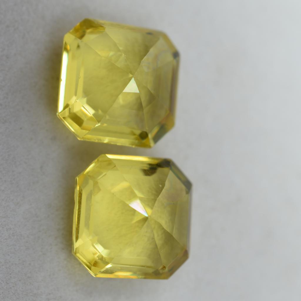 Pair 20.45 Ct Natural Yellow Sapphire Square Cut Loose Gemstone Pair