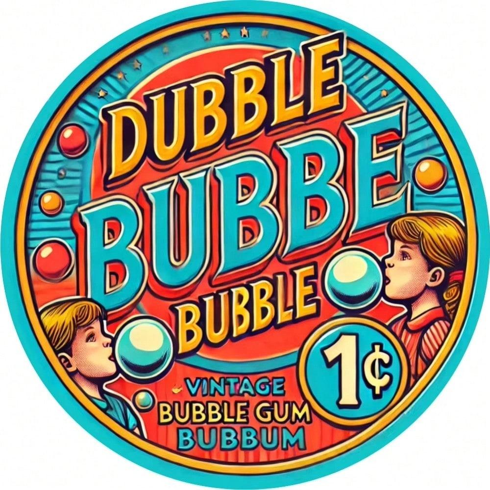 Vintage Retro Metal Wall Art Sign Double Bubble Gum Theme Vibrant Colors Home Decor