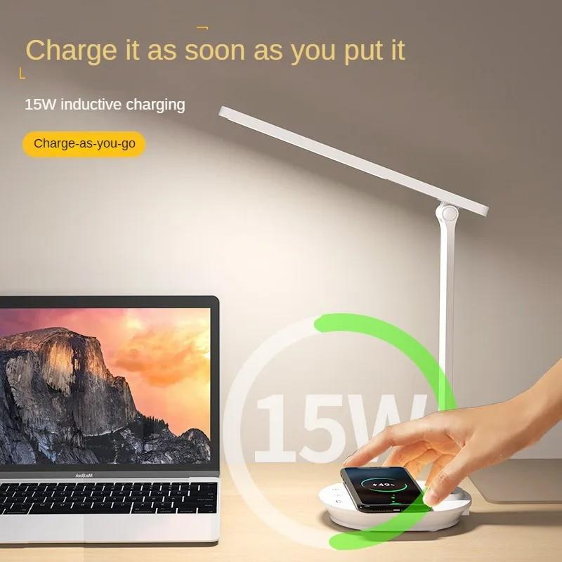 

TB-88SWK Dimmable Touch LED Desk Lamp with Wireless Phone Charger,USB Powered Study Light White