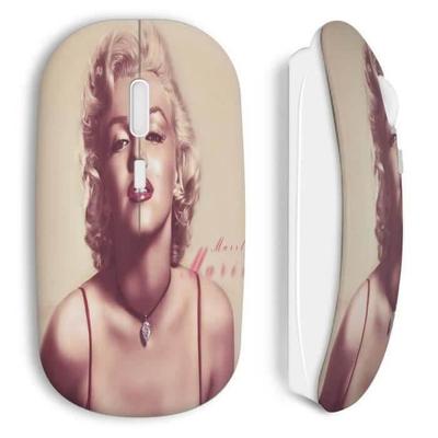 Souris sans fil - MANIACASE - Marilyn - Blanc - Clé USB wifi - Compatible Mac et PC