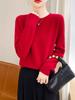 Women's Andy Plush Osmanthus Stitch Loose Knit Pullover Sweater - Round Neck, Solid Color, Versatile Base Layer