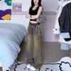 Fashion Ripped Large Size Wide Leg Jeans Women's Summer New Fat Mm Versatile Spice Girls Skinny Loose Mopping