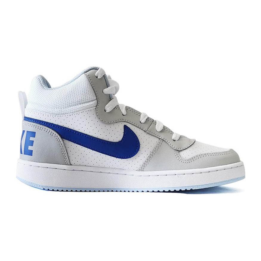 Nike Court Borough Leather Comfortable Versatile Non-Slip Shock Absorbing Durable Mid-Top Kids Sneakers Kids Sneakers White Blue FB7177-141