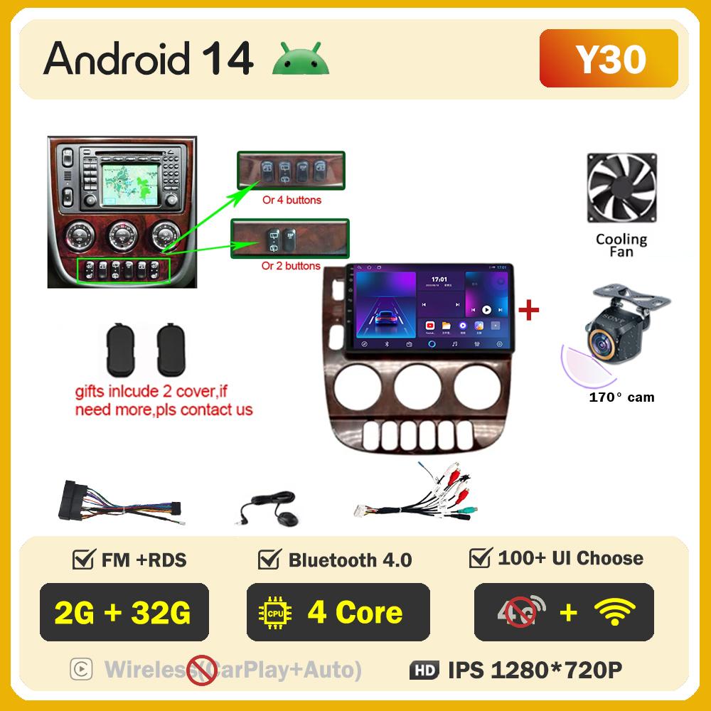 For Mercedes Benz M-Class W163 ML 1997-2005 Carplay Auto Screen Wireless Android Auto Car Intelligent Systems AutoMotive 8 Core