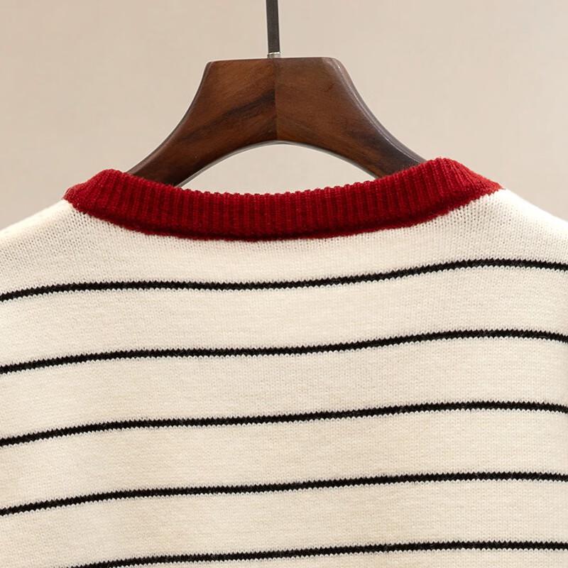 Women's Contrast Stripe Long Sleeve Knit Top